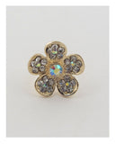 Flower rhinestone adjustable ring