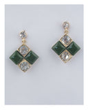 Square earrings w/rhinestone detail