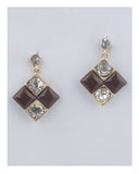 Square earrings w/rhinestone detail