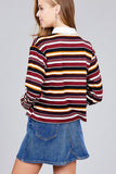 Ladies fashion plus size long sleeve multi striped dty brushed shirts