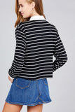 Ladies fashion plus size long sleeve striped dty brushed shirts