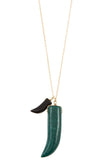 Elongated double horn pendant necklace