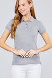 Classic Pique Spandex Polo Top