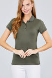Classic Pique Spandex Polo Top