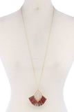 Double Moroccan Shape Fan Tassel Pendant Necklace