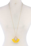 Double Moroccan Shape Fan Tassel Pendant Necklace