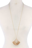 Double Moroccan Shape Fan Tassel Pendant Necklace