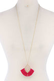 Double Moroccan Shape Fan Tassel Pendant Necklace