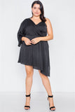 Plus Size  Silk One Shoulder Mini Dress