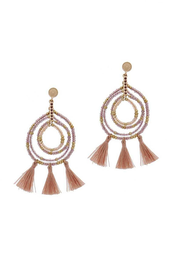 Tassel Beaded Circle Earring