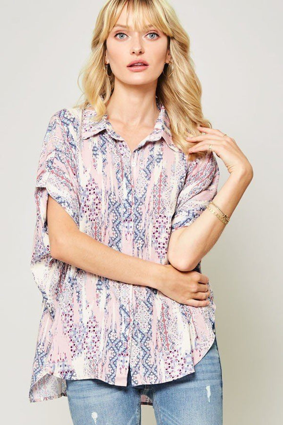 Ornately Patterned Woven Top