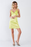 Silk Leave Trim Raw Hem Criss-cross Back Mini Chic Dress