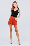 Side Pocket Rolled Up Paper Bag Cotton Short Pants