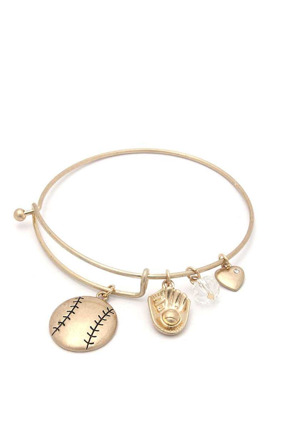 Baseball Charms Inspirational Bangle Bracelet