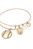 Baseball Charms Inspirational Bangle Bracelet