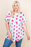 Plus Size Cute Adorable Heart Jersey Babydoll Tunic Top