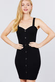 Heart Neck W/button Down Heavy Rib Rayon Spandex Mini Knit Dress