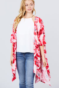 Slide Slit Print Kimono Cardigan