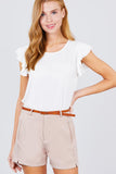 Front Slit Hem W/pocket And Belt Short Pants