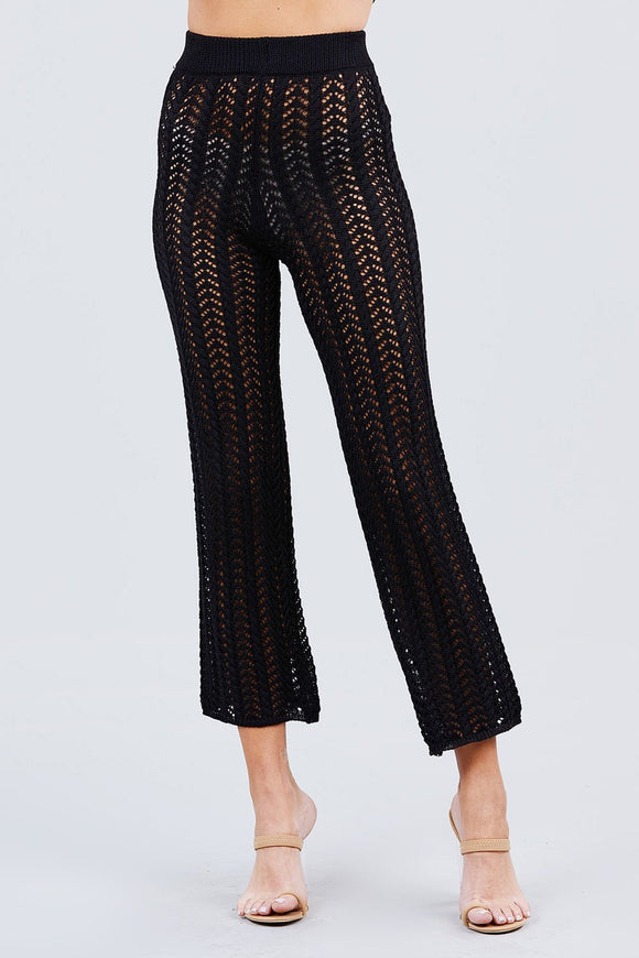 Flare Long Fishnet Sweater Pants