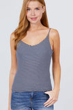 Double V-neck 2 Ply Stripe Rib Knit Cami Top