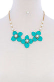 Stylish Flower And Pearl Necklace Set