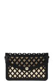 Stylish Diamond Cut Out Envelope Clutch With Shoulder Strap