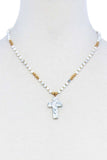 Chic Beaded And Cross Pendant Necklace