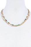 Double Layer Beaded And Chain Necklace