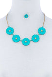 Fashion Cute Multi Tender Flower Necklace And Earring Set