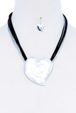 Fashion Triple Heart Pendant Necklace And Earring Set