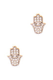 Trendy Hamsa Hand Rhinestone Stud Earring