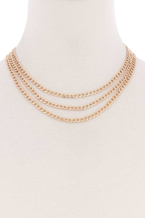 3 Simple Metal Chain Layered Necklace