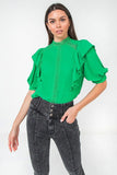 Ruffle Over Shoulder Woven Top