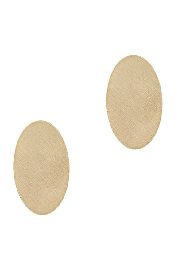 Metal Oval Texture Stud Earring