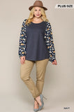 Floral Print Dolman Sleeve Round Hem Top