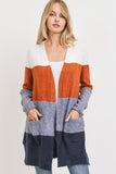 Striped Print Open Front Cardigan