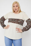 Round Neckline Contrast Print Top