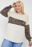 Round Neckline Contrast Print Top