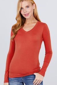 Cotton Jersey V-neck Top