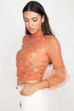 Lace Trim Balloon Sleeve Smocked Top