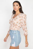 Floral Shadow Stripe V-neck Top