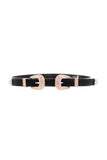 Double Gold Pattern Metal Buckle Western Belt