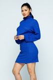 Brushed Knit Mock Neck Drop Shoulder Top With Front Pocket Mini Skirt Set