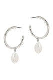 Fashion Open Hoop And Fresh Water Pearl Drop Earring