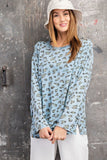 Leopard Printed Garment Dye Loose Fit Knit Top