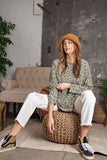 Leopard Printed Garment Dye Loose Fit Knit Top