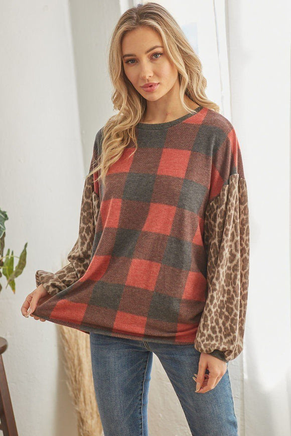 Plaid Patterned Long Sleeve Top