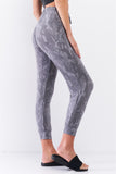 Grey Camo Print Loose Fit High-waisted Elasticated Self-tie Drawstring Waistline Track Pants