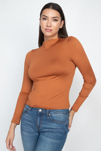 Mock Neck Basic Long Sleeve Top